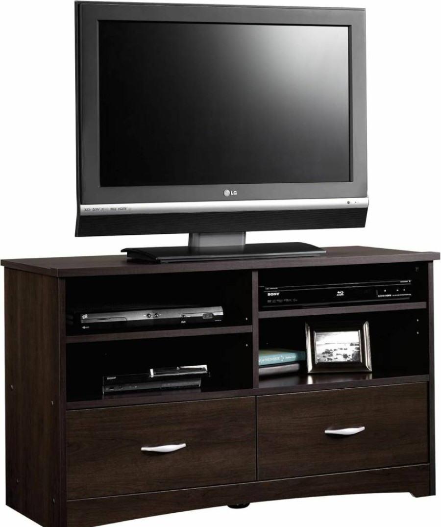 Sauder Beginnings 46" TV Stand with Drawers in Cinnamon Cherry Finish for Living Room Storage