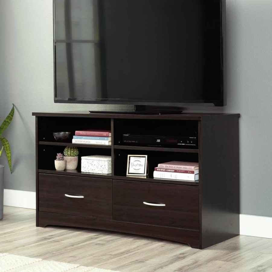 Sauder Beginnings 46" TV Stand with Drawers in Cinnamon Cherry Finish for Living Room Storage