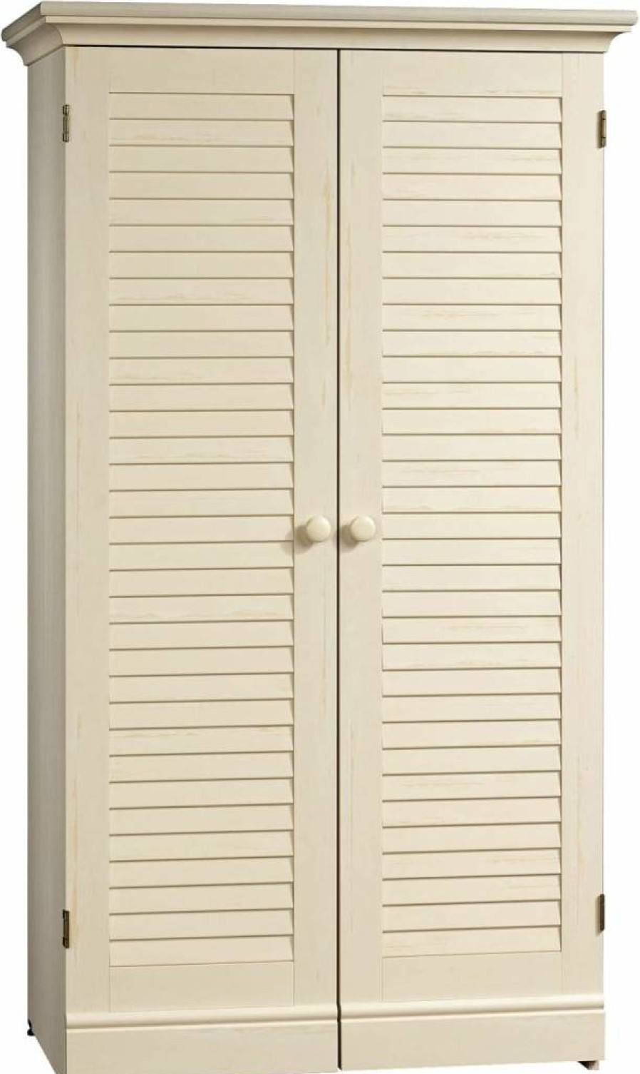 Sauder White Harbor View Craft Sewing Armoire with Drop-Leaf Table and Storage Cabinets, 35.12" Wide x 21.81" Deep x 61.58" Tall
