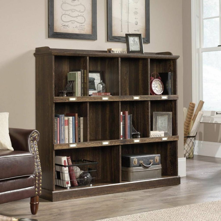 Sauder Barrister Lane 10-Cubby Bookcase with Cube Storage Shelves in Sindoori Mango Finish - Organizer Shelf for Home & Office