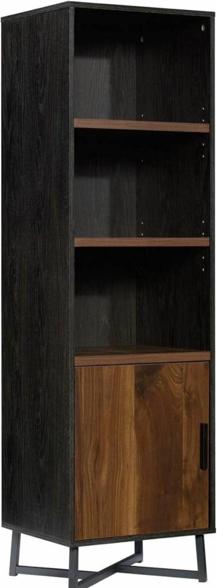 Sauder Brew Oak 3-Shelf Industrial Bookcase with Door - Canton Lane Storage Shelf for Home Office