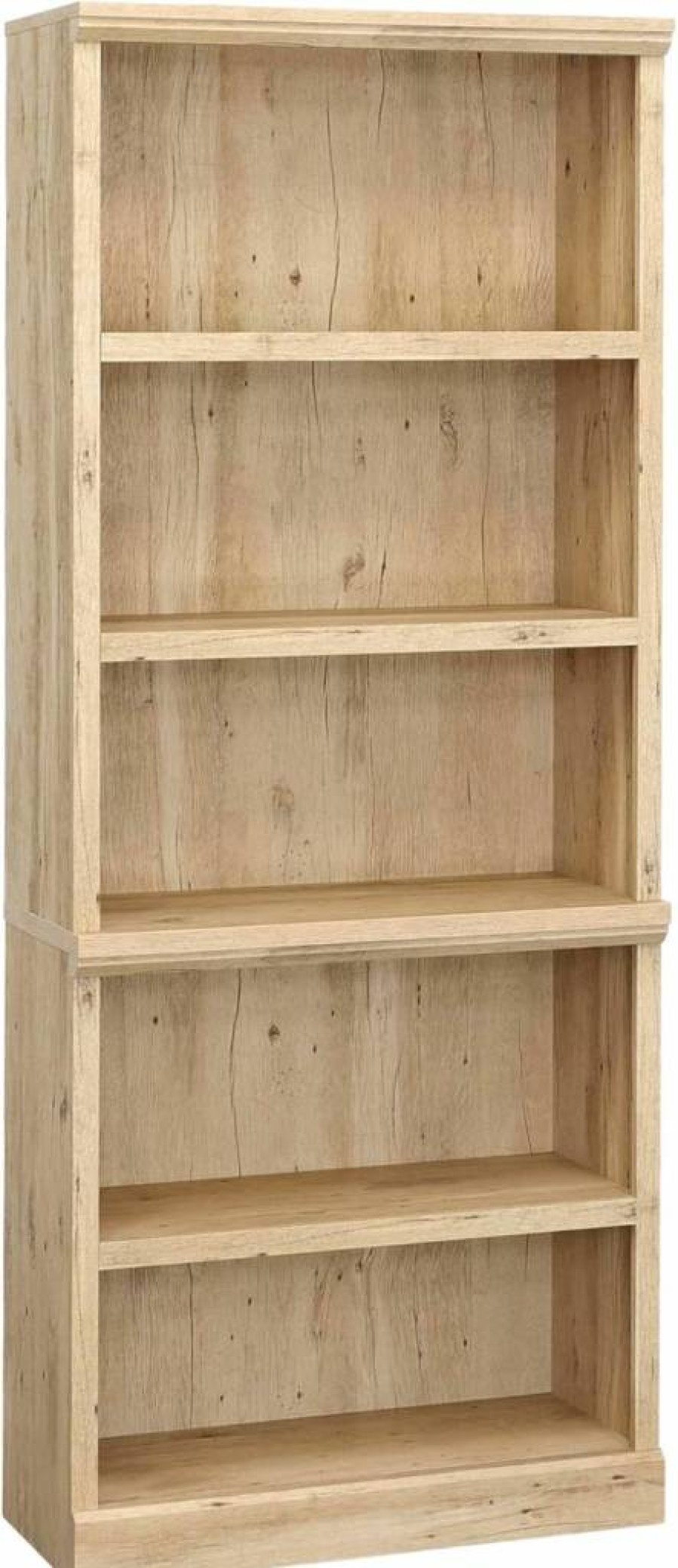 Sauder Aspen 5-Shelf Adjustable Bookcase in Prime Oak Finish – Sturdy Storage for Home & Office