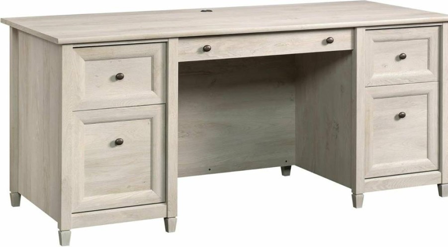 Sauder 65" Executive Desk with Storage in Chalked Chestnut - Home Office Desk for Modern Workspaces