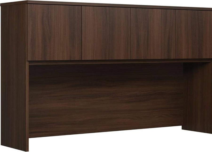 Sauder Noble Elm 60" W x 36" H Office Hutch with Affirm Collection - Modern Workspace Storage Solution
