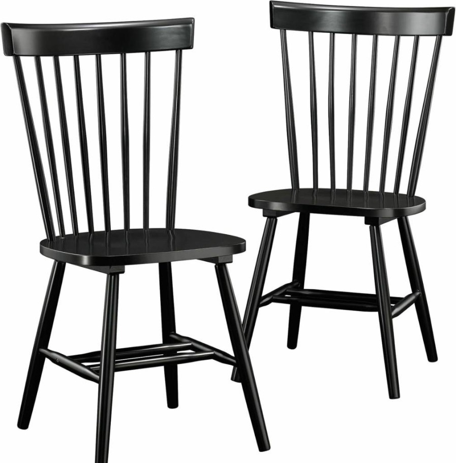 Sauder New Grange Black Spindle Back Chair, 20.47" W x 21.26" D x 36.22" H, Modern Dining Chair with Sturdy Finish