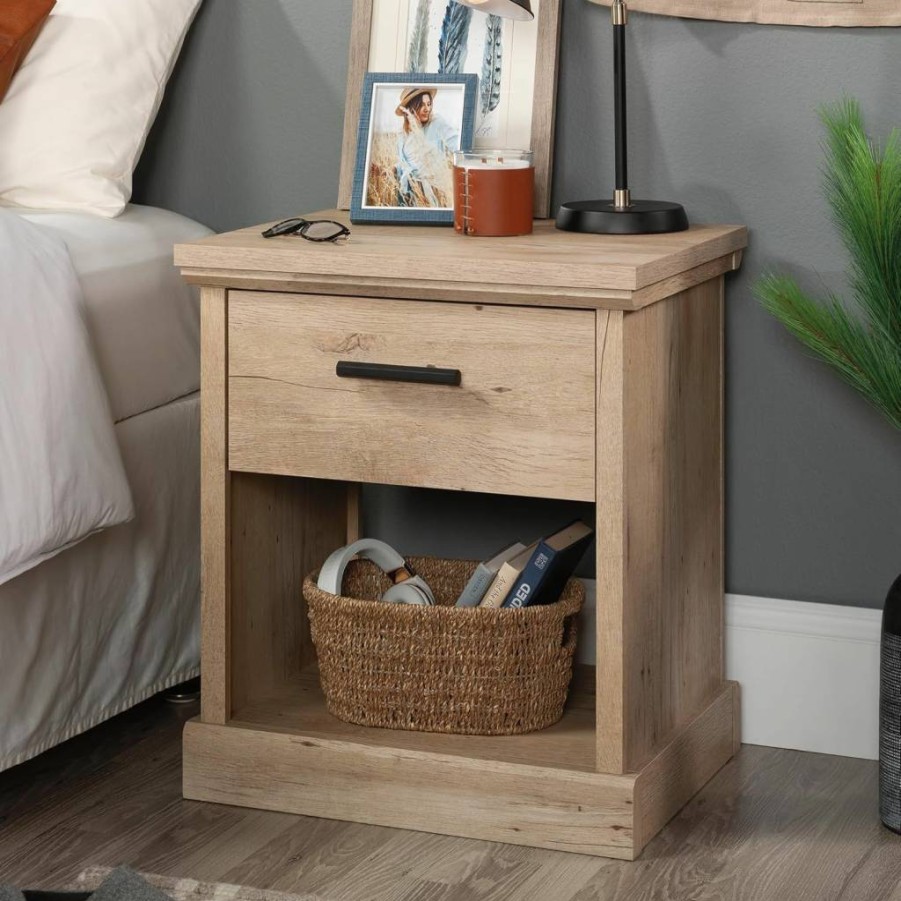Sauder Aspen Night Stand with Prime Oak Finish - Stylish Bedside Table for Bedroom Storage