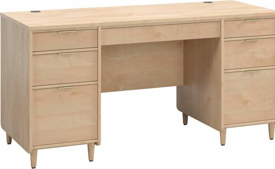 Sauder Clifford Place Executive Desk - Natural Maple Finish Office Desk for Commercial Use