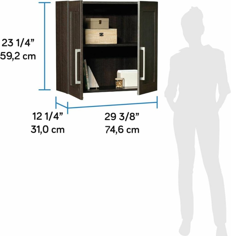 Sauder Dakota Oak Homeplus Wall Hanging Cabinet with Shelf Storage