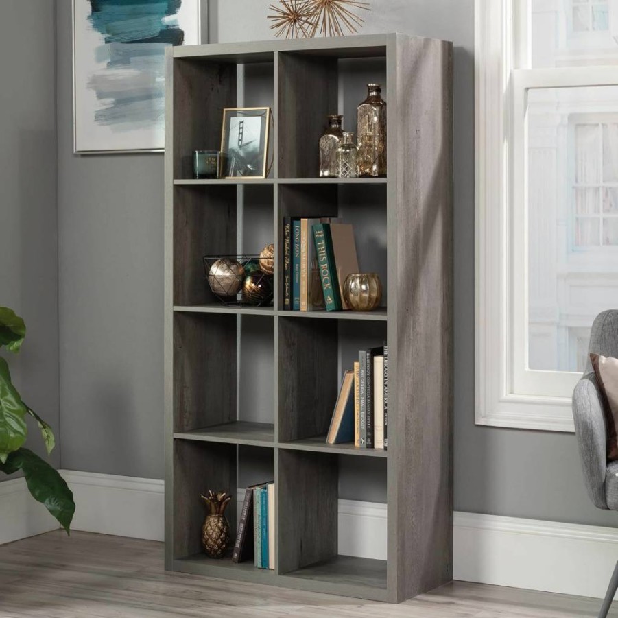 Sauder 8-Cube Organizer Bookshelf - Mystic Oak Finish Storage Shelf for Home & Office