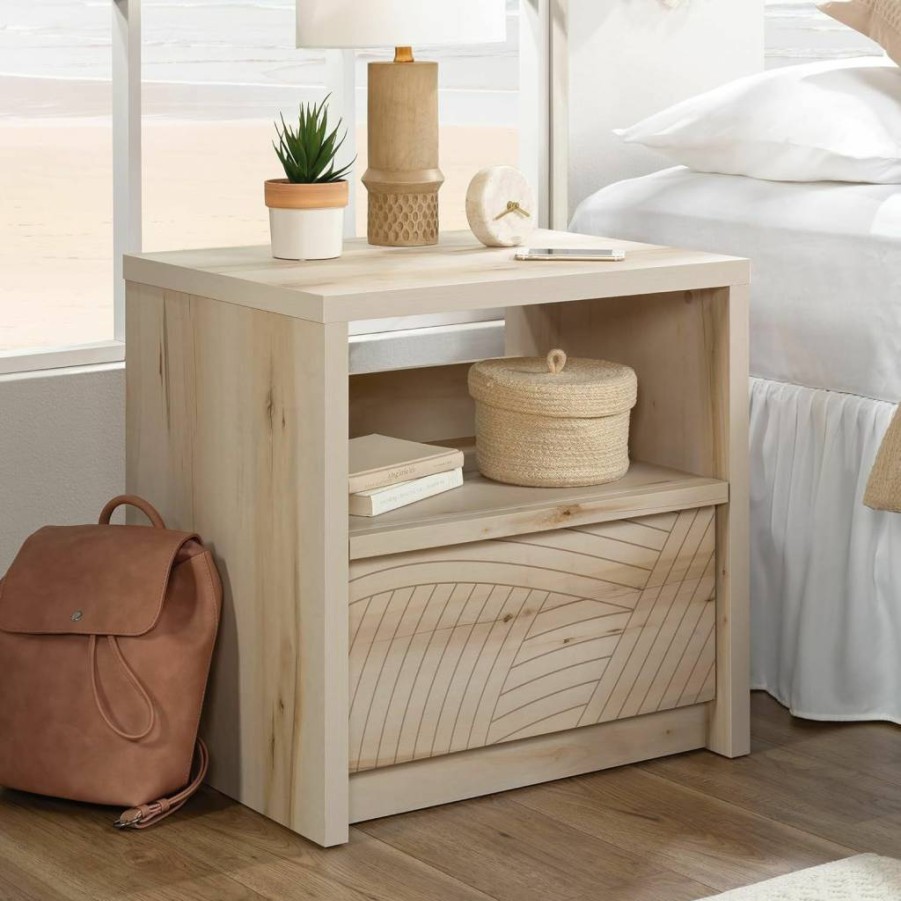 Sauder Harvey Park Night Stand with Pacific Maple Finish - Stylish Bedside Table for Modern Bedrooms