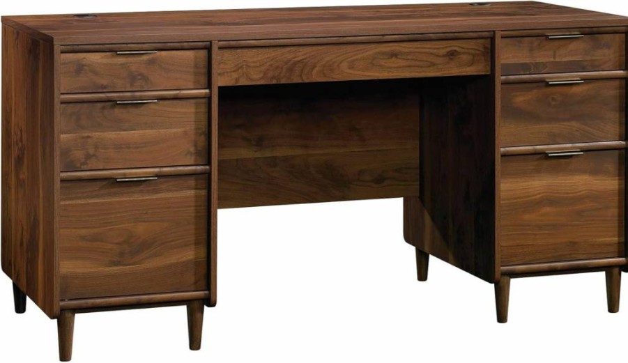 Sauder Clifford Place Executive Desk - Grand Walnut Finish, Stylish Home Office Furniture