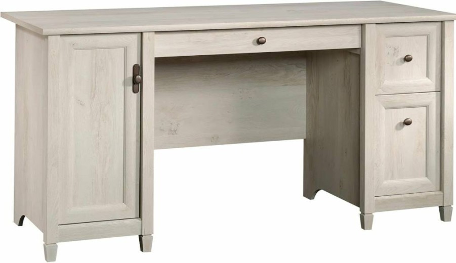 Sauder Edge Water 59" Computer Desk with Storage Drawers, Home Office Furniture in Chalked Chestnut Finish