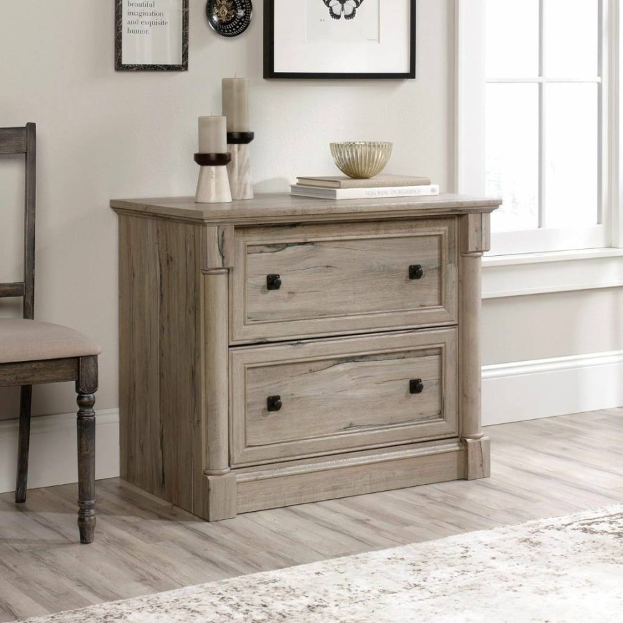 Sauder Palladia Lateral File Cabinet - Split Oak Finish, 2-Drawer Storage Organizer for Office or Home