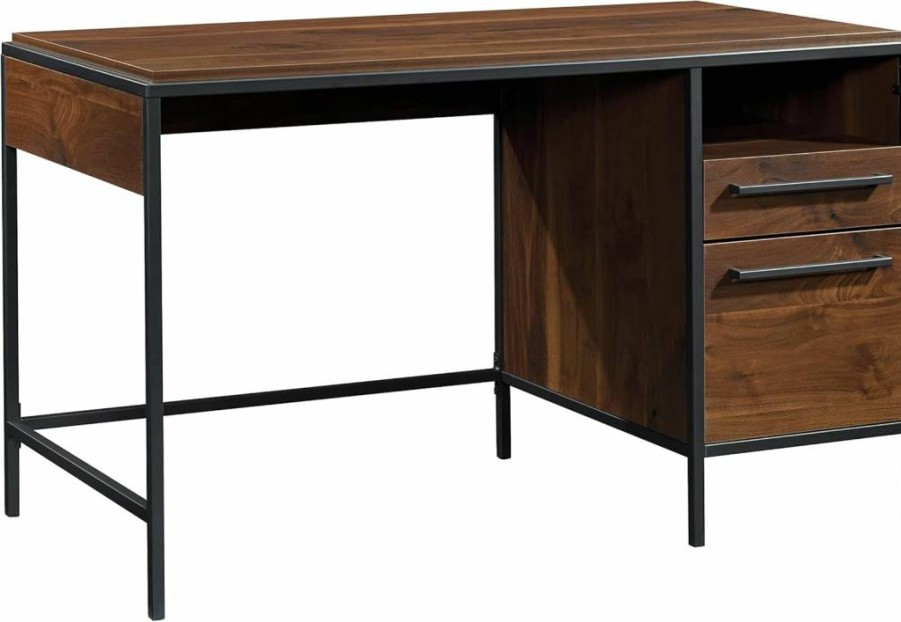Sauder Nova Loft Home Office Desk with Drawers - Kiln Acacia Finish, Modern Writing Desk for Small Spaces