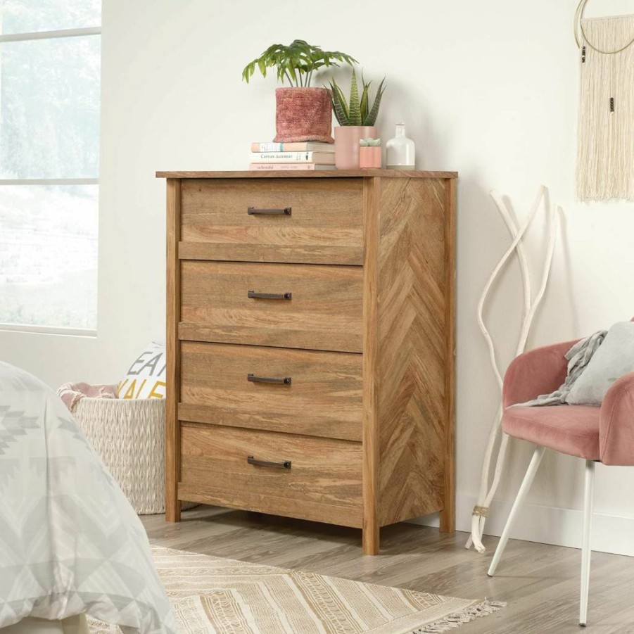 Sauder Cannery Bridge 4-Drawer Dresser, 31.26" Wide Storage Chest in Sindoori Mango Finish for Bedroom or Living Room