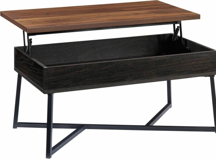 Sauder Canton Lane Lift-Top Coffee Table with Storage in Brew Oak Finish - Sturdy Lift-Top Design for Living Room, Office, or Dorm