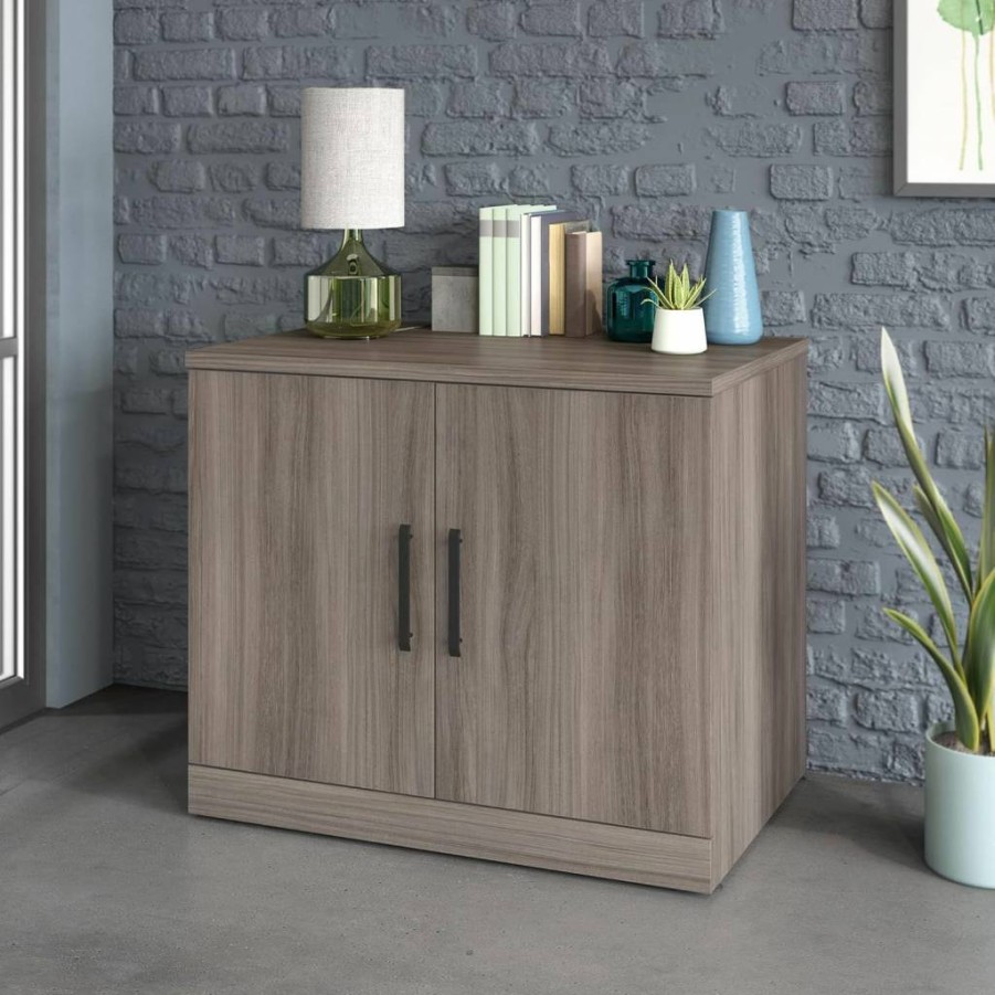Sauder Hudson Elm 36" Office Storage Cabinet with Doors, 35.43" L x 23.47" W x 29.29" H, Officeworks Collection