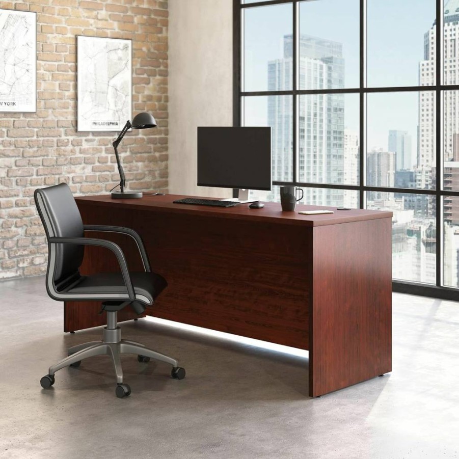 OfficeWorks by Sauder 72" Commercial Office Desk in Classic Cherry Finish, 71.1" Length x 23.5" Width x 29.3" Height