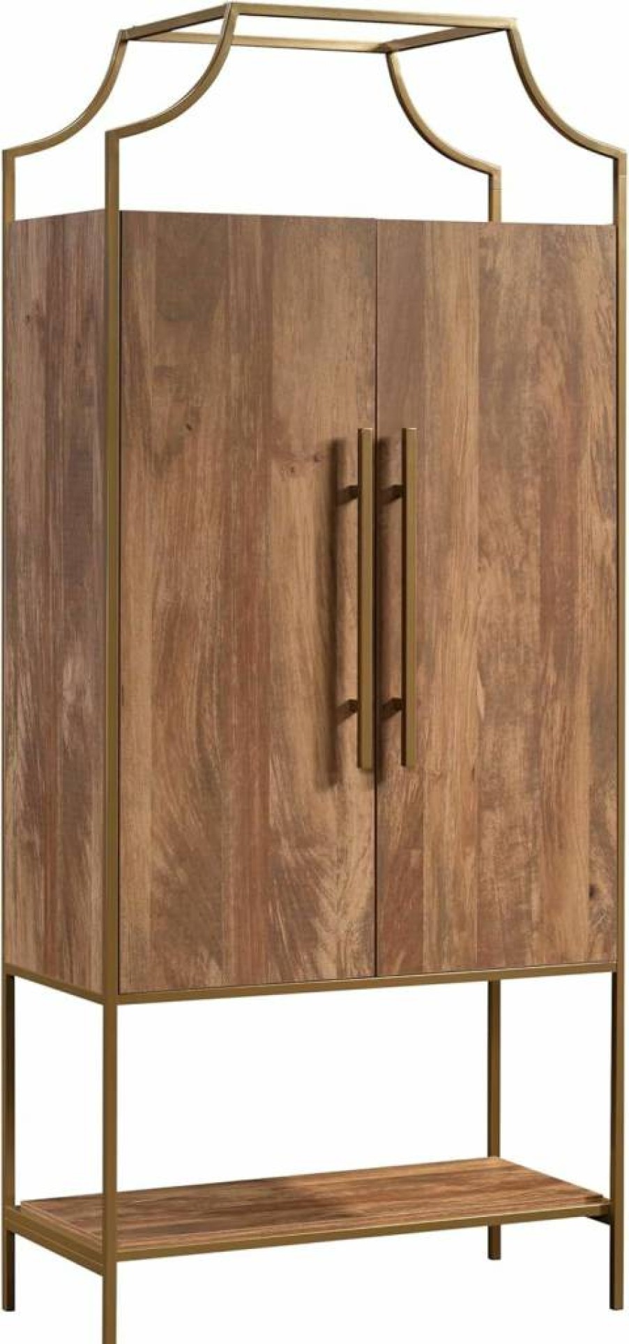 Sauder Lux Cabinet - Modern Sindoori Mango Finish International Style Storage