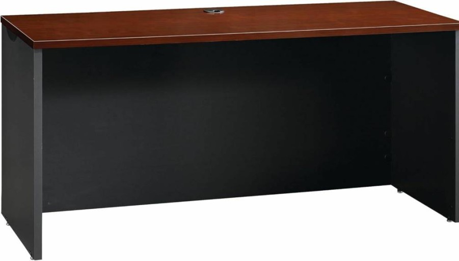 Sauder Via Commercial Office Credenza Desk, Classic Cherry Finish - Stylish & Durable Workspace Storage Solution