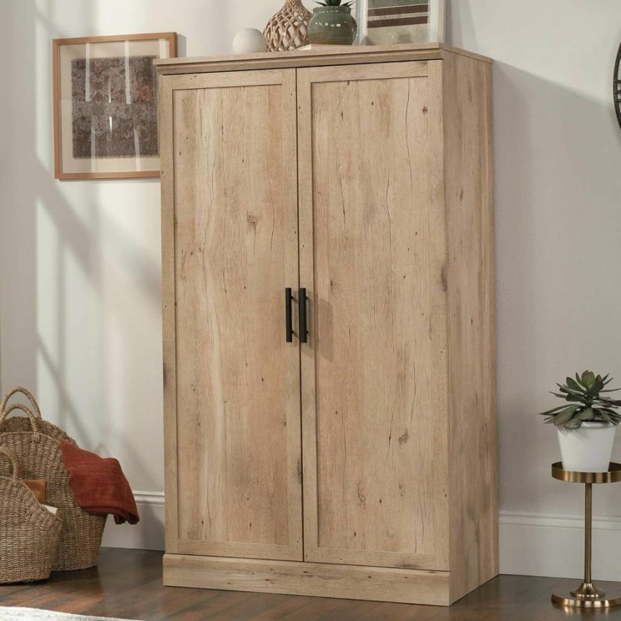 Sauder Aspen 2-Door Storage Cabinet in Prime Oak Finish - Stylish Double Door Cabinet for Home Organization