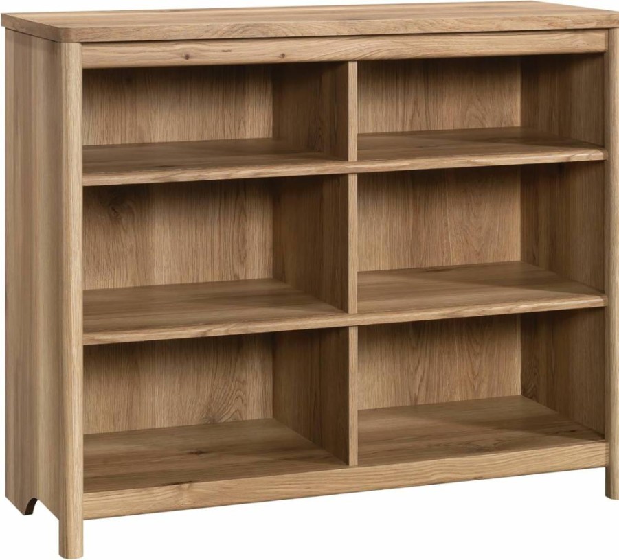 Sauder Dover Edge Storage Cabinet with Cubby Shelves, Timber Oak Finish Bookcase Pantry Organizer