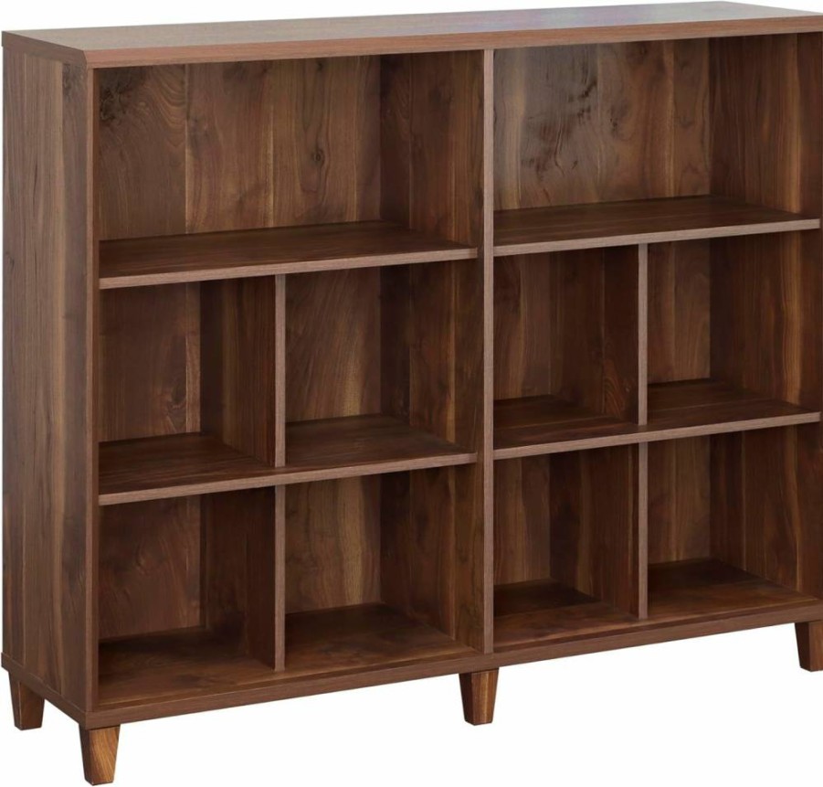 Sauder Willow Place Cubby Bookcase - 53" Wide Storage Bookshelf with Pacific Maple Finish, 14" Depth, 45" Height