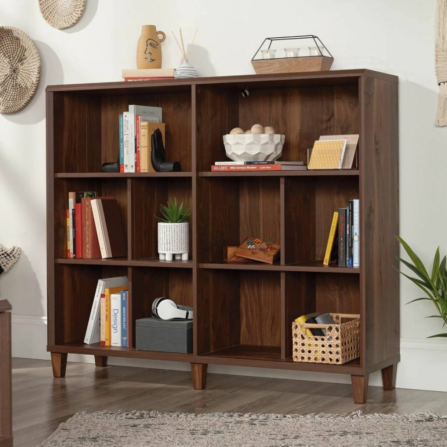 Sauder Willow Place Cubby Bookcase - 53" Wide Storage Bookshelf with Pacific Maple Finish, 14" Depth, 45" Height