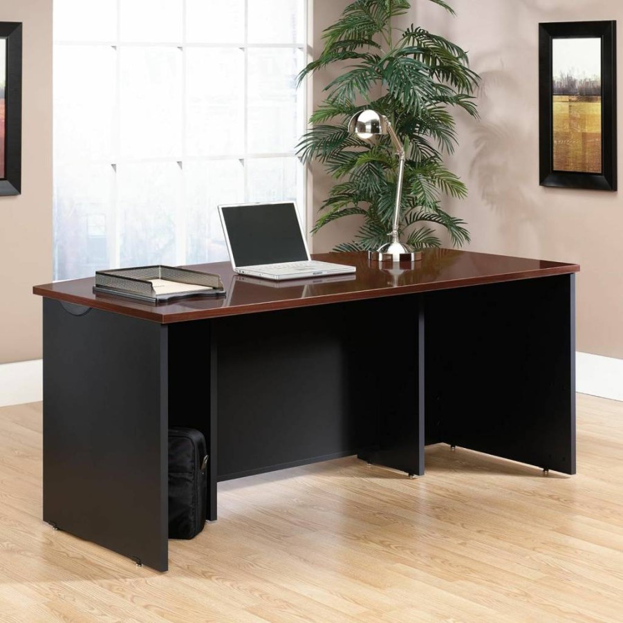 Sauder Via Executive Office Desk - Classic Cherry Finish, Stylish & Durable Home Workspace Solution