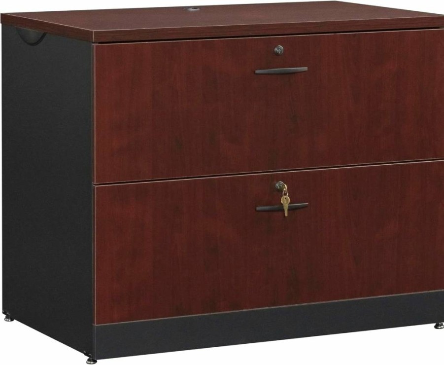 Sauder Via Lateral File Cabinet, Classic Cherry Finish, 23.54" Width x 36.54" Depth x 29.76" Height, Office Storage Solution
