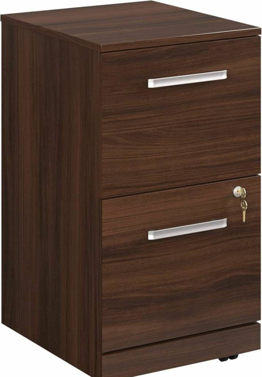 OfficeWorks by Sauder 2-Drawer Mobile File Cabinet, Hudson Elm Finish, 15.55" W x 19.45" D x 28.43" H, Rolling Storage for Home or Office