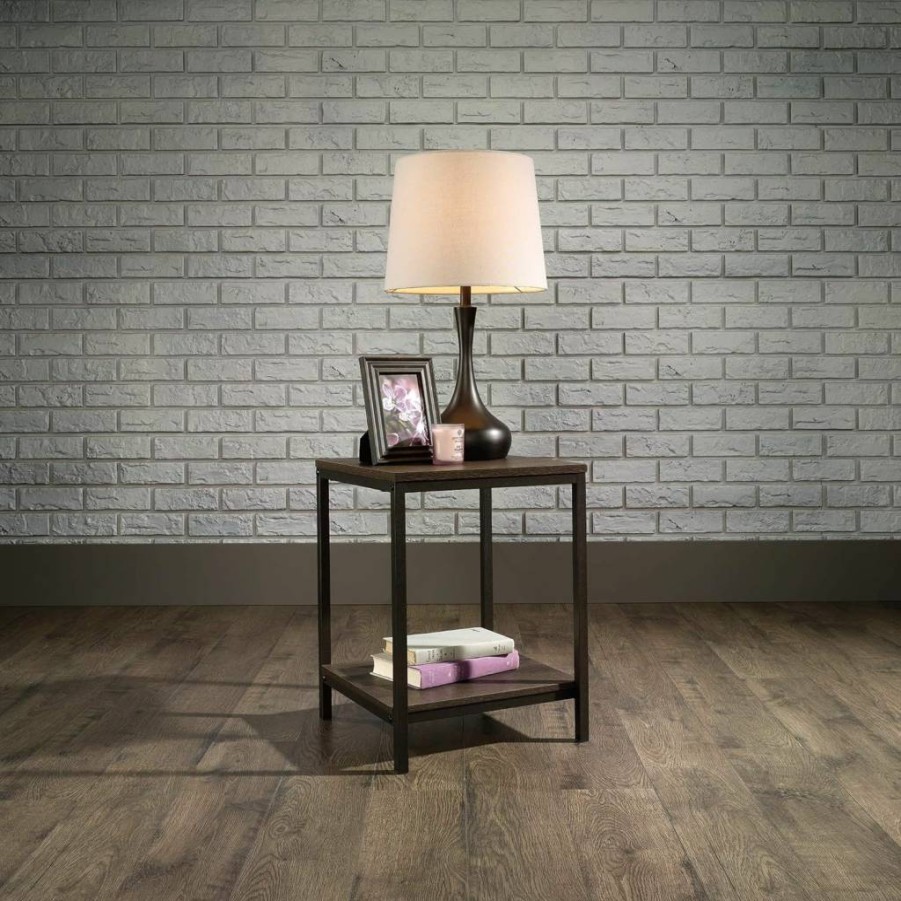 Sauder Smoked Oak North Avenue End Table - Stylish Side Table for Living Room & Bedroom