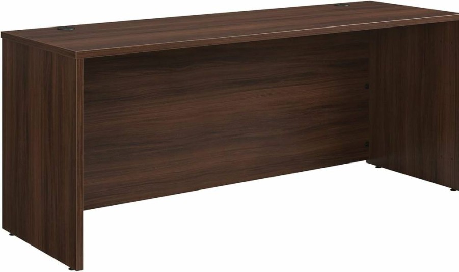 OfficeWorks by Sauder 72" x 24" Noble Elm Finish Desk Shell with Credenza and Return