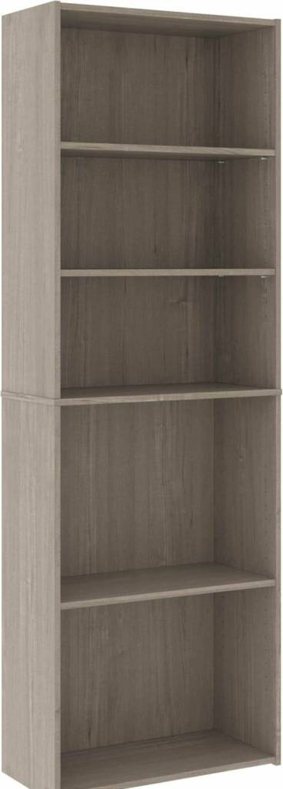 Sauder Beginnings 5-Shelf Bookcase in Highland Oak - Adjustable Storage Shelves, 24.57" Width x 11.50" Depth x 71.18" Height, Modern Bookshelf for Home & Office