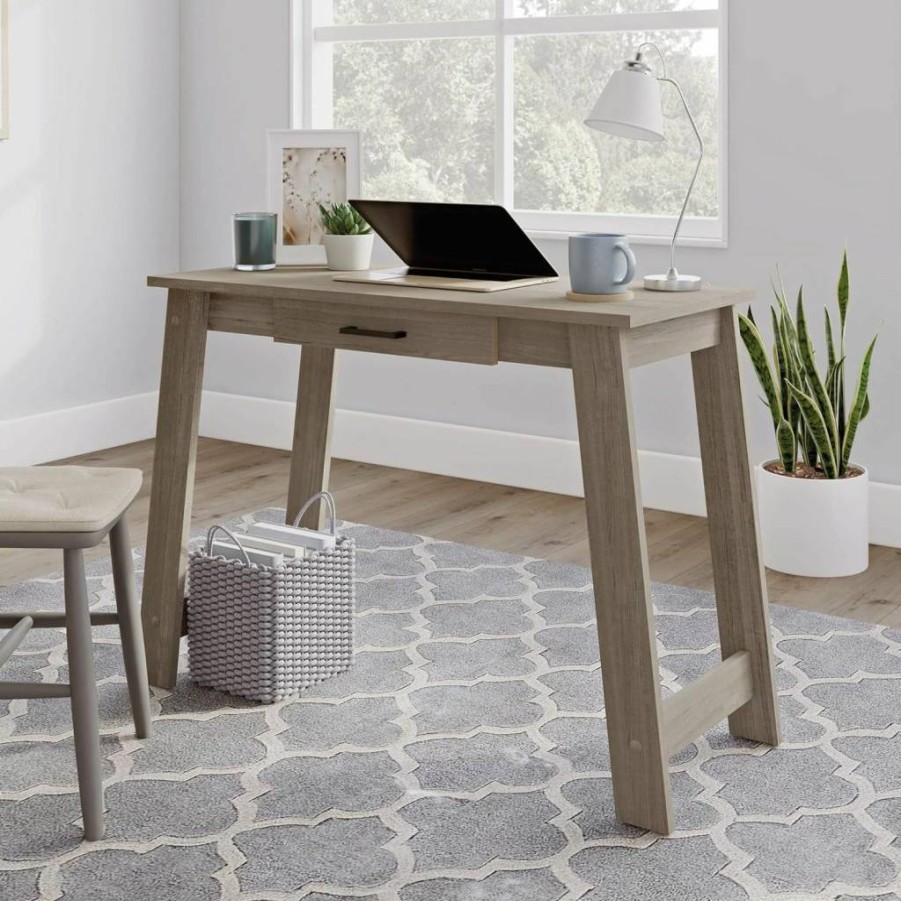Sauder Beginnings Writing Desk, Silver Sycamore Finish, Compact Home Office Table