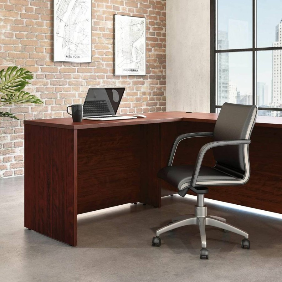 OfficeWorks by Sauder Hudson Elm 42" Executive Desk with Commercial Return, Modern Office Furniture
