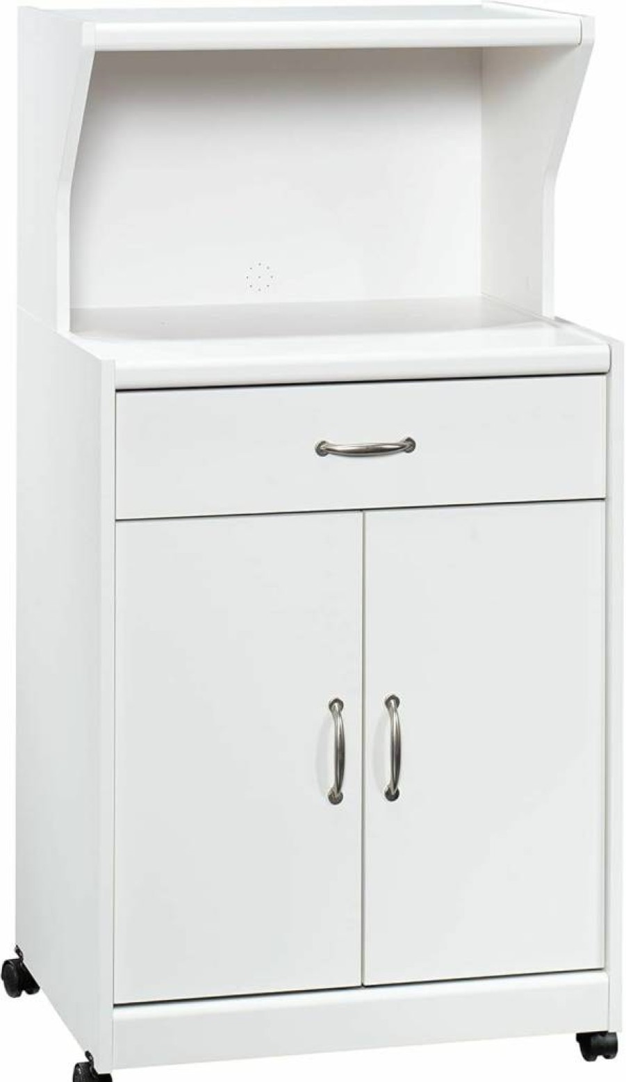 Sauder Raven Oak Finish Microwave Cart with Kitchen Storage Shelves