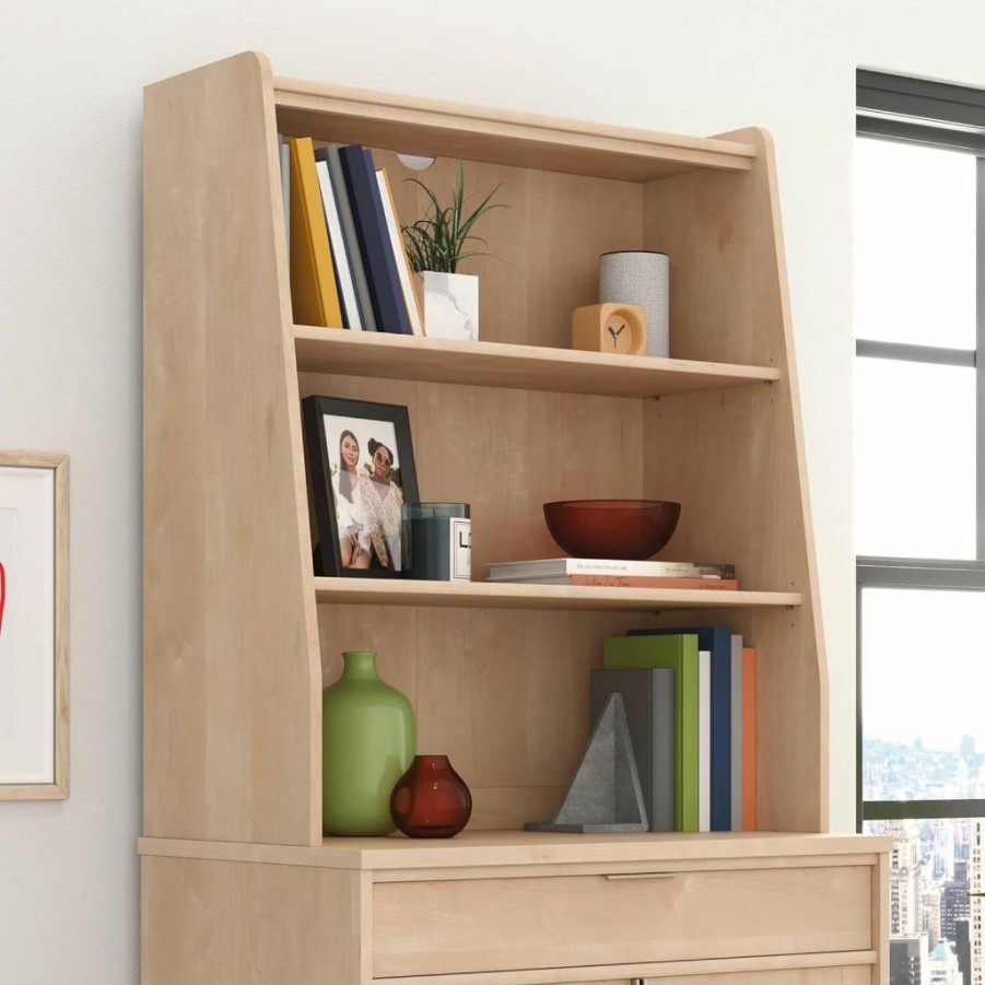Sauder Clifford Place Office Hutch with Natural Maple Finish - Commercial Grade Storage Solution