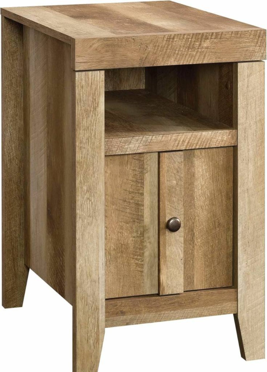 Sauder Dakota Pass Rustic Oak Coffee Table with Slide-Out Shelf and Side Table, Craftsman Finish