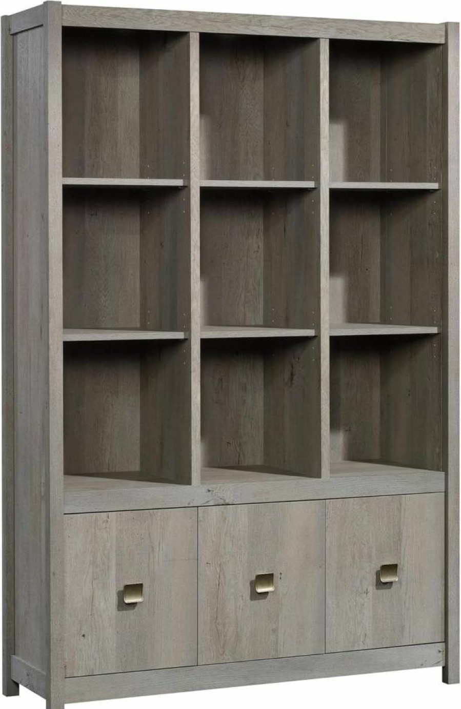 Sauder Cannery Bridge Bookcase with Drawers, Wall-Mounted Storage Shelf, 48.31" Width x 15.59" Depth x 71.97" Height, Sindoori Mango Finish
