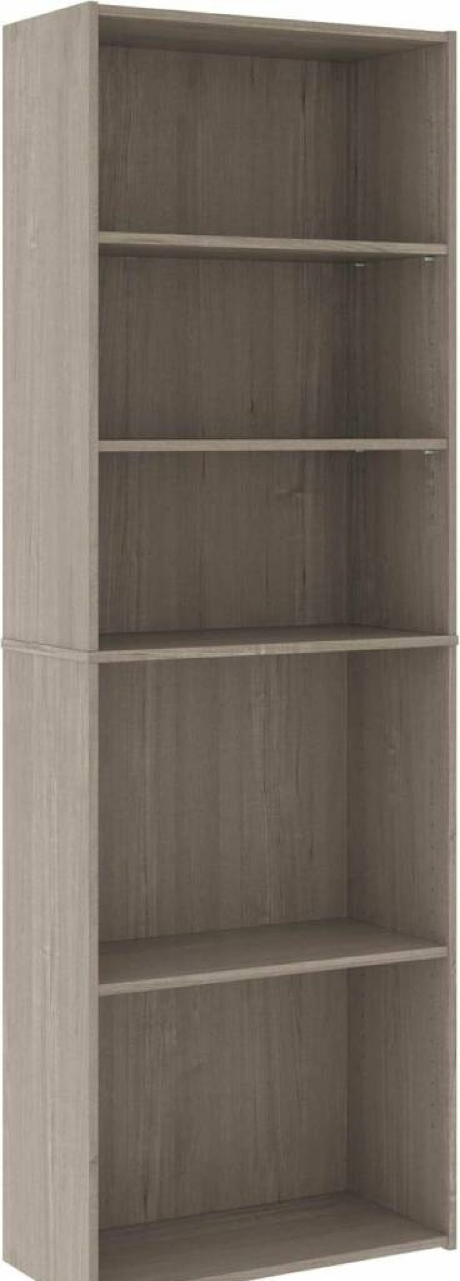 Sauder Beginnings 5-Shelf Adjustable Bookcase in Silver Sycamore - Versatile Storage Shelf for Home & Office