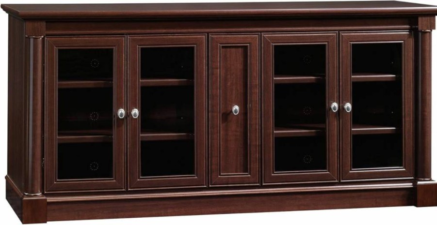 Sauder Palladia 70" TV Stand in Select Cherry Finish - Stylish Credenza for Living Room Storage