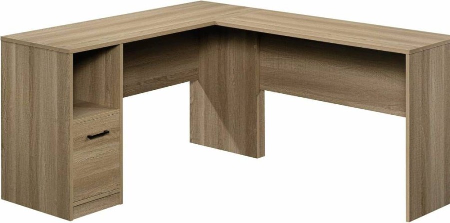 Sauder L-Shaped Corner Desk with File Drawer, Summer Oak Finish Home Office Workstation