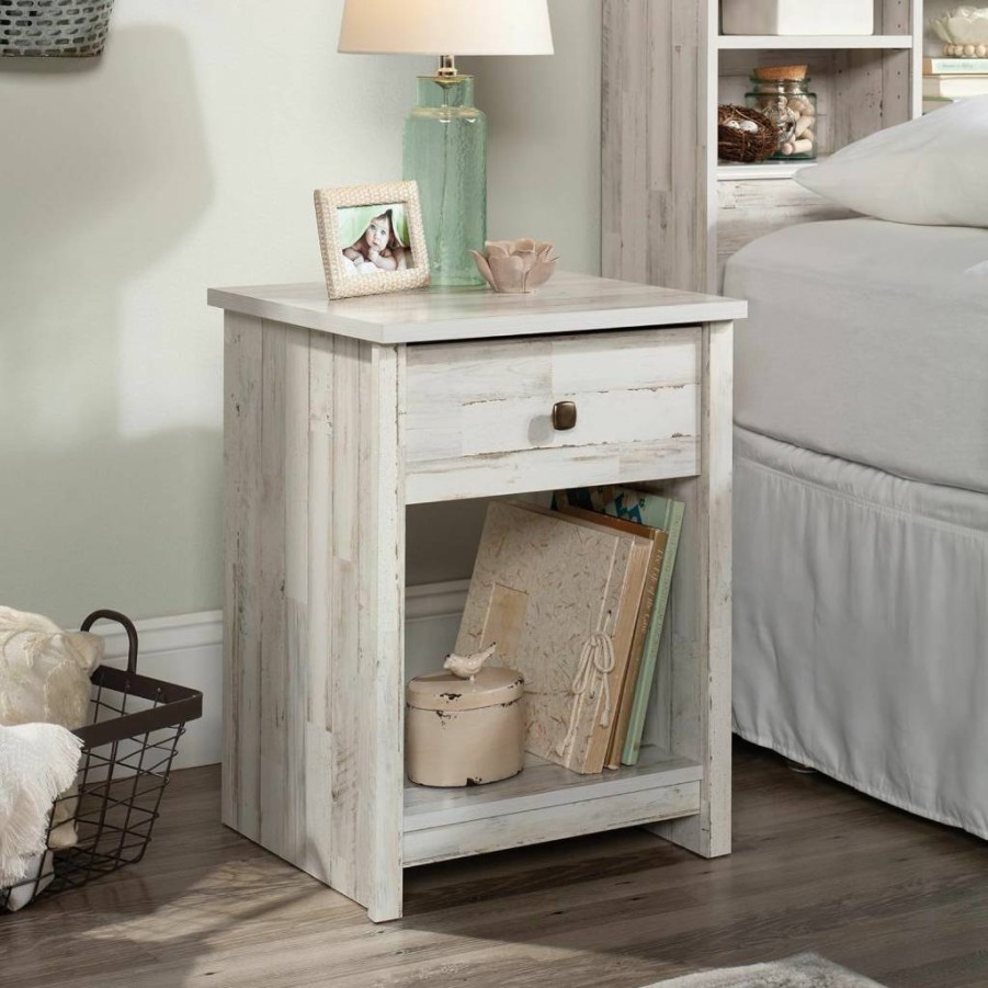 Sauder River Ranch Nightstand with Grand Walnut Finish - Stylish Bedside Table for Modern Bedrooms
