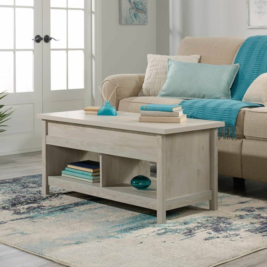 Sauder Mystic Oak Lift Top Coffee Table with Storage – 43.15" L x 19.29" W x 19.13" H – Cannery Bridge Design for Living Room