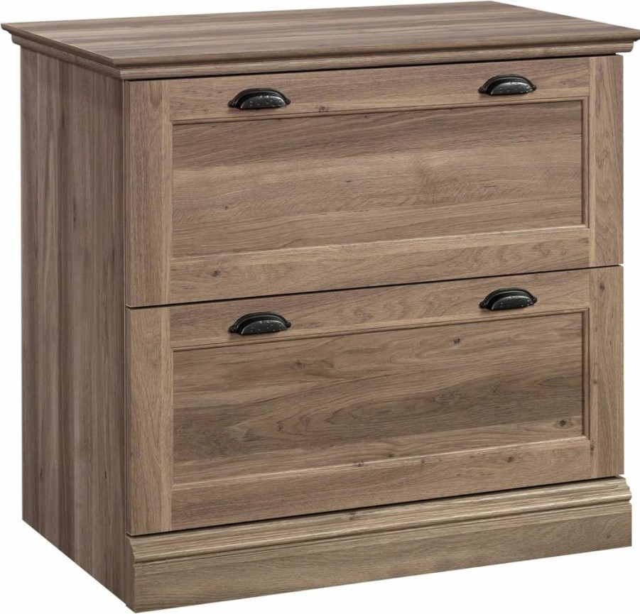 Sauder Barrister Lane 2-Drawer Lateral File Cabinet in Salt Oak Finish - Stylish Office Storage Solution