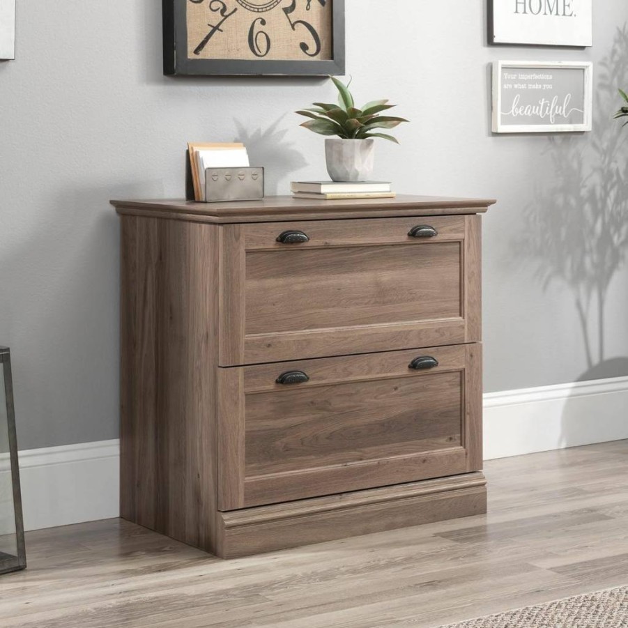 Sauder Barrister Lane 2-Drawer Lateral File Cabinet in Salt Oak Finish - Stylish Office Storage Solution