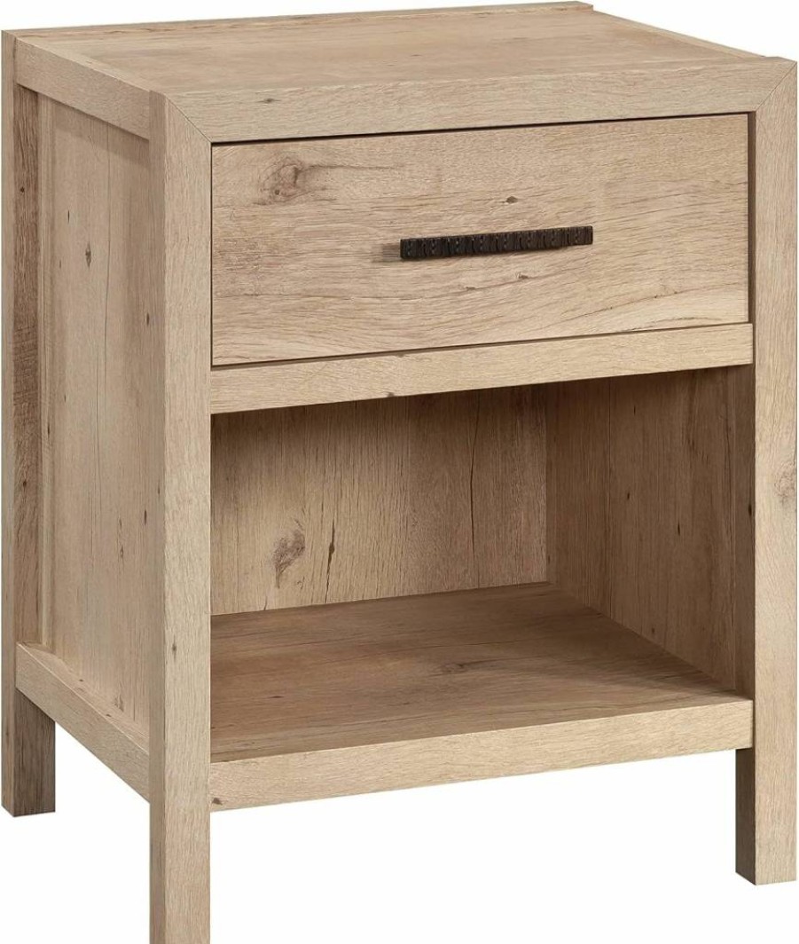 Sauder Pacific View Nightstand with Spacious Drawer Storage in Prime Oak Finish for Bedroom