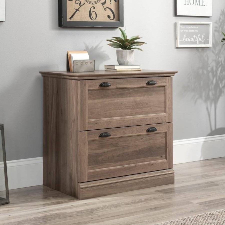 Sauder White Plank Finish Barrister Lane Lateral Filing Cabinet - Office Storage Solution