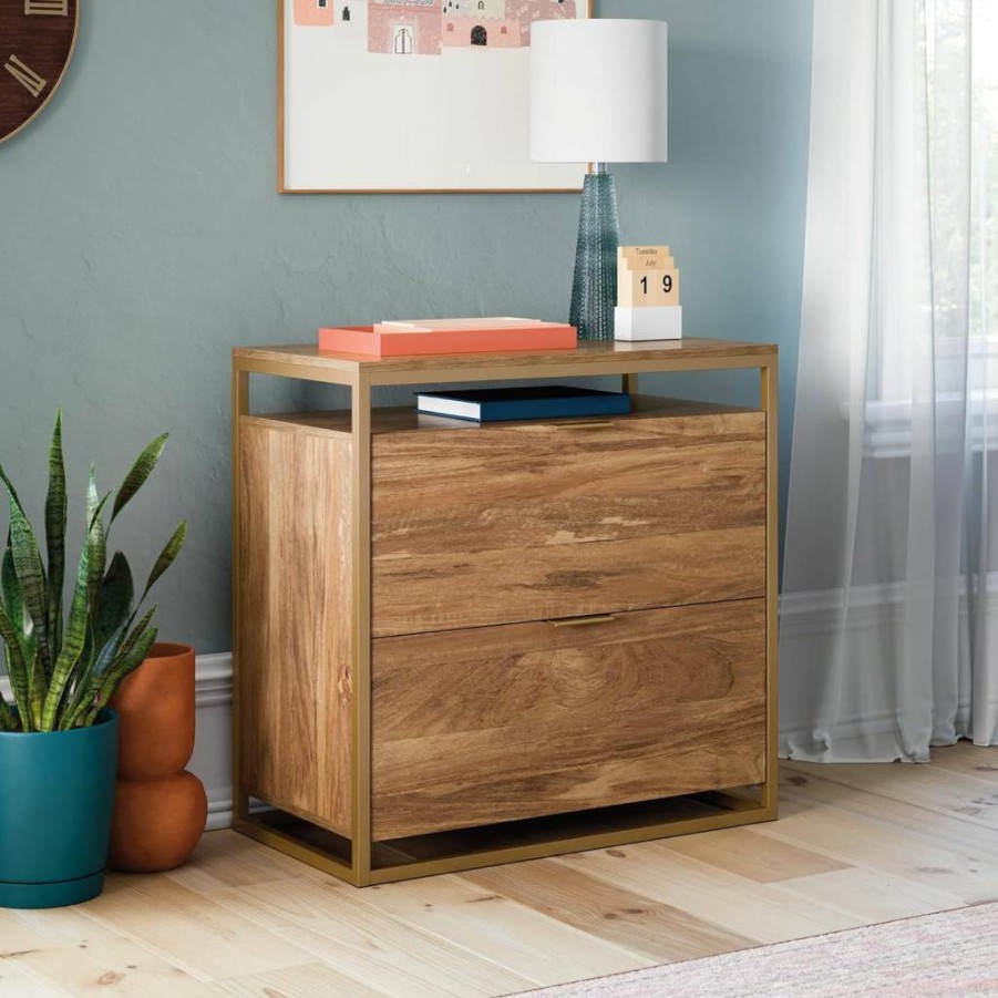 Sauder Lateral File Cabinet, Sindoori Mango Finish, International Lux Style, Home Office Storage Solution